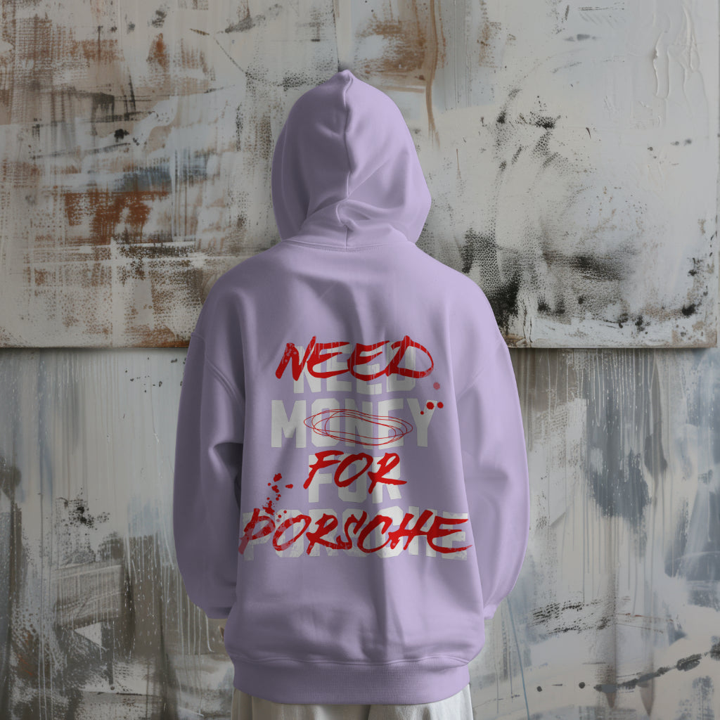 HOODIE OVERSIZED "NEED MONEY FOR PORSCHE" UNISEX TEE ORANGE